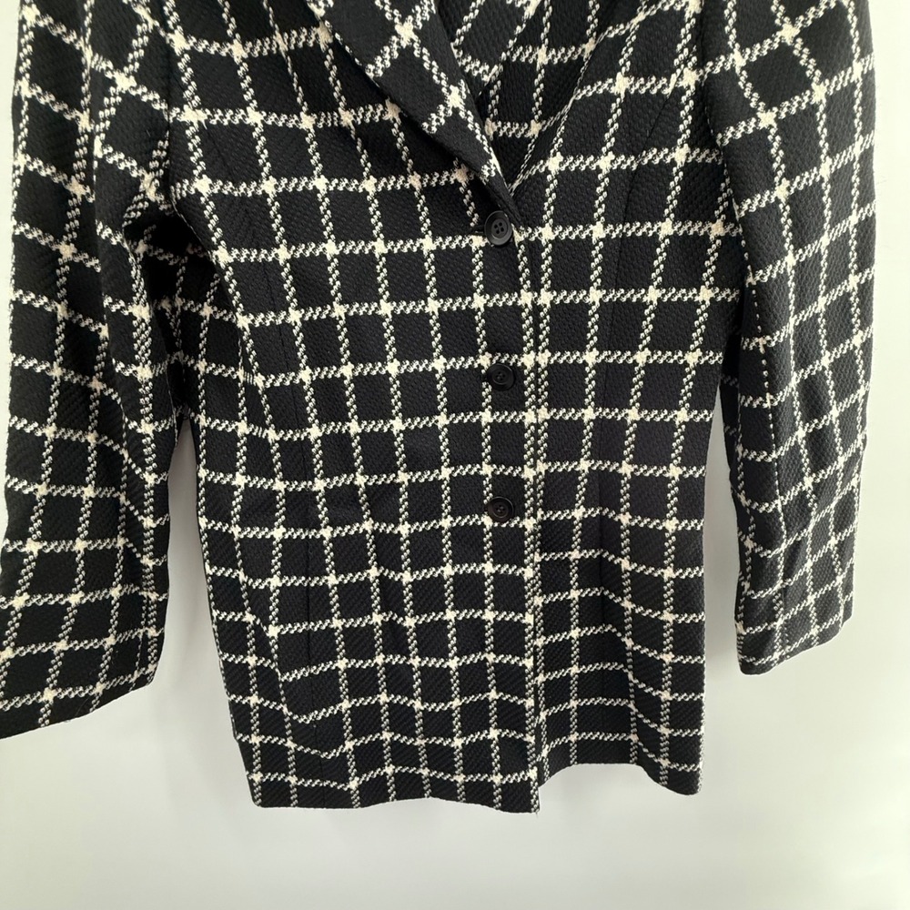 Talbots Petites 8 Wool Windowpane Check Coat Blazer Jacket Hong Kong Vintage - Picture 4 of 6